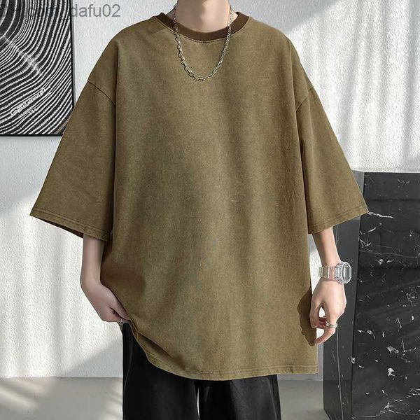 men's t-shirts hybskr heavy fabric vintage men oversized tees 2023 summer short sleeve casual o neck man tshirt acid washed t-shirts z, White;black
men's t-shirts hybskr heavy fabric vintage men oversized tees 2023 summer short sleeve casual o neck man tshirt acid washed t-shirts z, White;black