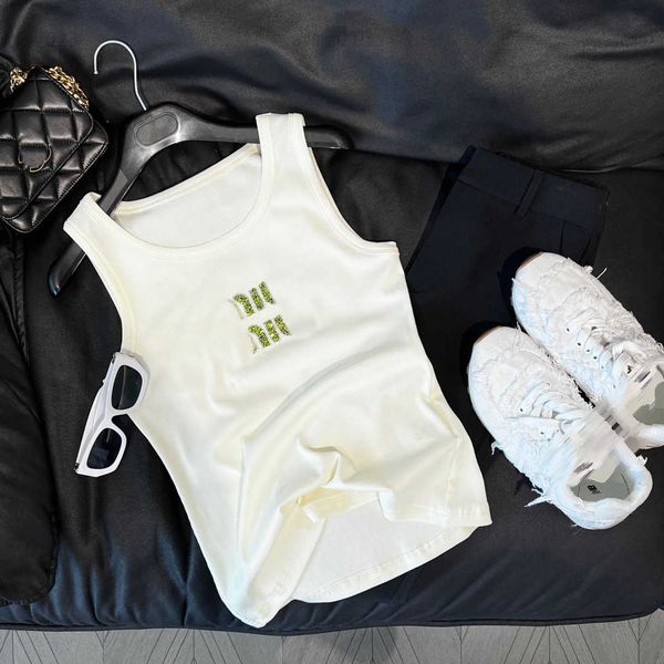 designer clothes women solid color tank size s-l fashion girl knitted vest emerald green logo diamond camis, White
designer clothes women solid color tank size s-l fashion girl knitted vest emerald green logo diamond camis, White
