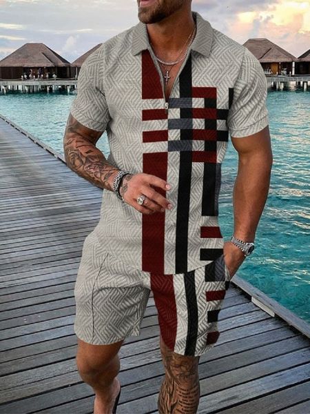 men's tracksuits summer casual short sleeve polo shirt shorts suit fashion zipper 2 piece set streetwear outfits men clothing 230714, Gray
men's tracksuits summer casual short sleeve polo shirt shorts suit fashion zipper 2 piece set streetwear outfits men clothing 230714, Gray