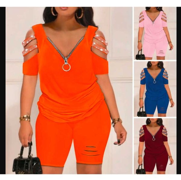 2023 women's tracksuits sport suits fashion set women's casual print v-neck zipper short sleeve shorts two piece set women, Gray
2023 women's tracksuits sport suits fashion set women's casual print v-neck zipper short sleeve shorts two piece set women, Gray