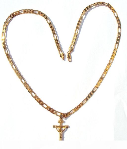 24k solid yellow gold gf 6mm italian figaro link chain necklace 24quot womens mens jesus crucifix cross pendant3208256, Silver
24k solid yellow gold gf 6mm italian figaro link chain necklace 24quot womens mens jesus crucifix cross pendant3208256, Silver