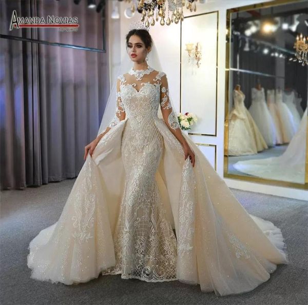 2022 luxury long sleeves mermaid wedding dresses with detachable train vintage high neck plus size muslim bridal gown real picture6042495, White
2022 luxury long sleeves mermaid wedding dresses with detachable train vintage high neck plus size muslim bridal gown real picture6042495, White