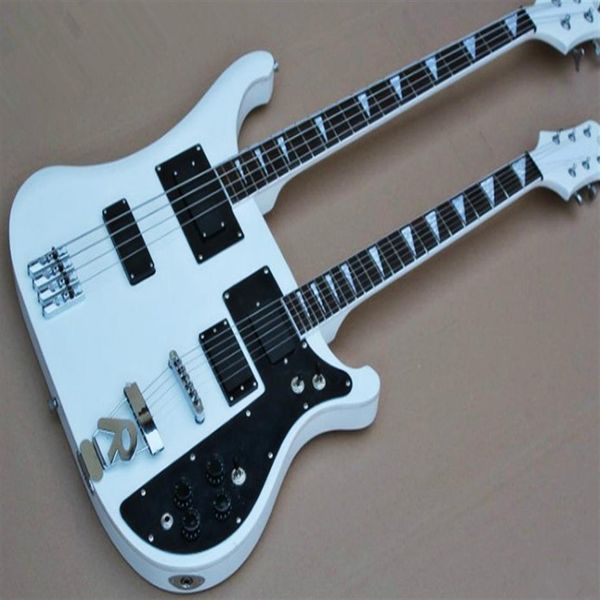 4 6 string white double neck electric guitar with black pickup rosewood scale personalized service2655
4 6 string white double neck electric guitar with black pickup rosewood scale personalized service2655