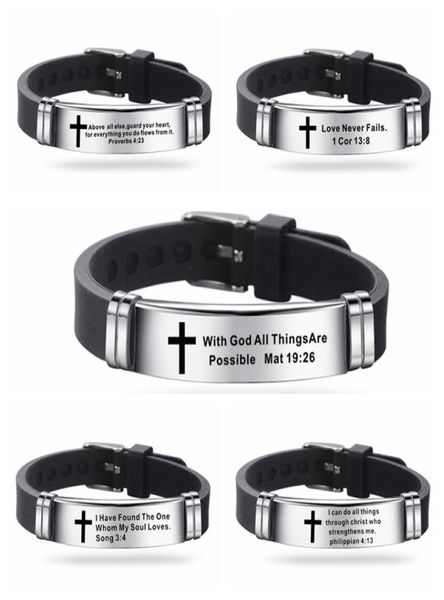 trendy cross jesus scripture quote bracelet christian bible verse inspiring faith stainless steel bracelets silicone wristband7152678, Golden;silver
trendy cross jesus scripture quote bracelet christian bible verse inspiring faith stainless steel bracelets silicone wristband7152678, Golden;silver