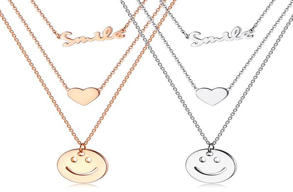 fashion girl wild smile smile love pendant multilayer titanium steel rose gold ladies necklace clavicle chain 3gx15895100395, Silver
fashion girl wild smile smile love pendant multilayer titanium steel rose gold ladies necklace clavicle chain 3gx15895100395, Silver