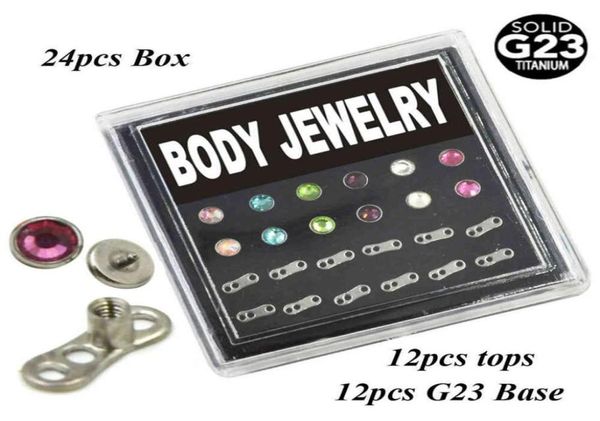24piece g23 titanium flat cz crystal dermal anchor piercing body jewelry box set internally threaded with steel 272a5866982, Silver
24piece g23 titanium flat cz crystal dermal anchor piercing body jewelry box set internally threaded with steel 272a5866982, Silver