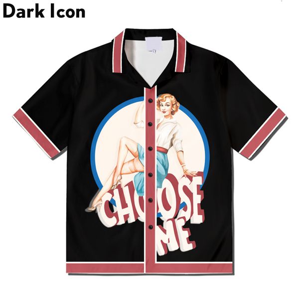 men's casual shirts dark icon modern girl print contrast shirt retro polo loose summer black 230714, White;black
men's casual shirts dark icon modern girl print contrast shirt retro polo loose summer black 230714, White;black