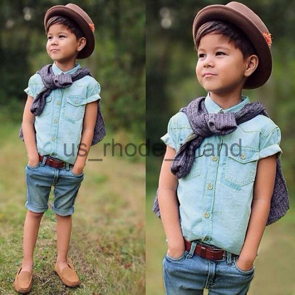 t-shirts new spring summer fashion childrens cowboy suit boy cowboy short sleeve shirt denim shorts two piece for kids clothes x0714, Blue
t-shirts new spring summer fashion childrens cowboy suit boy cowboy short sleeve shirt denim shorts two piece for kids clothes x0714, Blue