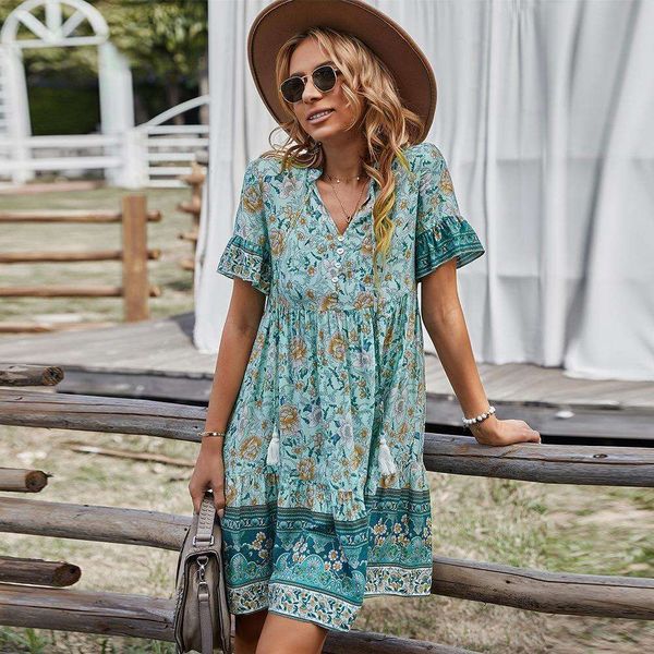 design bohemian dress short skirt summer positioning a line, Black;gray
design bohemian dress short skirt summer positioning a line, Black;gray