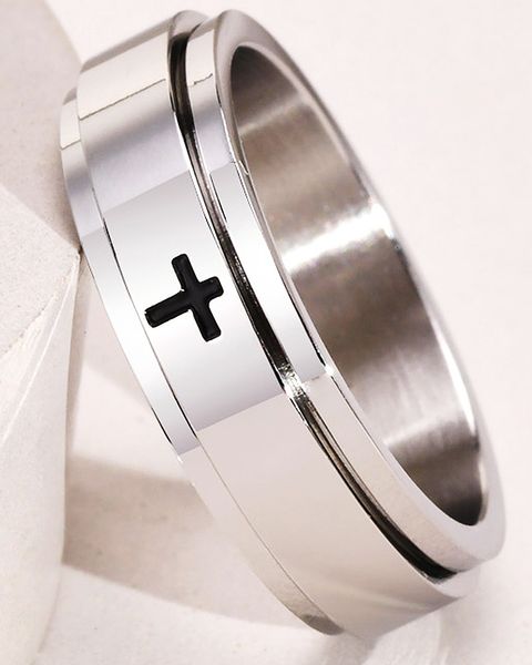 6mm 8mm stainless steel rings for men and women rotating design with engrave cross jewelry party gift fashionable and versatile show your pe, Silver
6mm 8mm stainless steel rings for men and women rotating design with engrave cross jewelry party gift fashionable and versatile show your pe, Silver