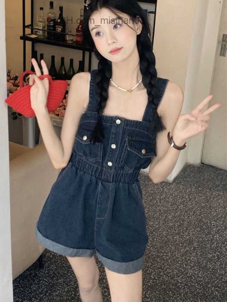 women's jeans summer high waist jeans overalls shorts women's vintage suspension dark overalls simple loose casual hem jean wide l, Blue
women's jeans summer high waist jeans overalls shorts women's vintage suspension dark overalls simple loose casual hem jean wide l, Blue