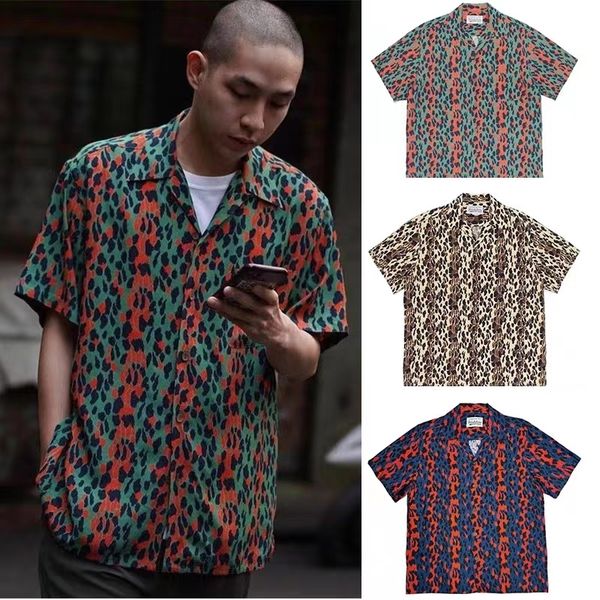 men's casual shirts leopard print wacko maria men women streetwear casual short shirt japan 230713, White;black
men's casual shirts leopard print wacko maria men women streetwear casual short shirt japan 230713, White;black