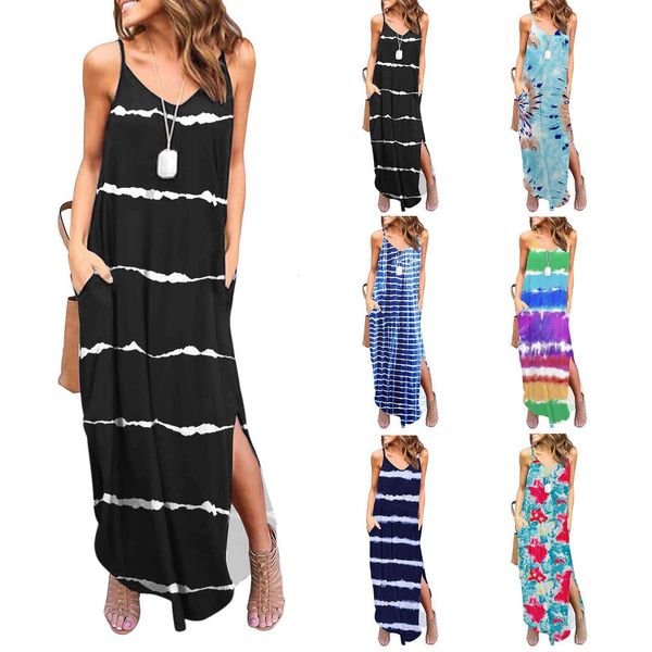 summer womens clothing loose pocket spaghetti strap floral print dress long, Black;gray
summer womens clothing loose pocket spaghetti strap floral print dress long, Black;gray