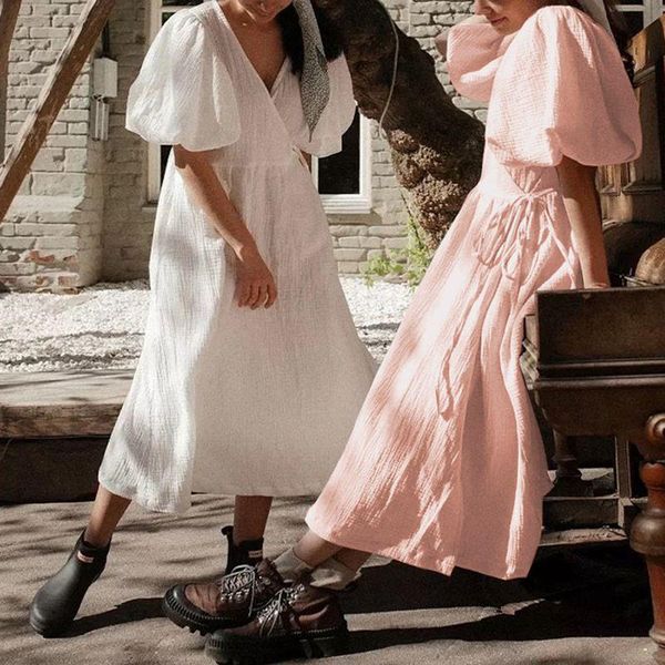 pants vintage 100% cotton women's dress retro crepe gauze vneck puff sleeve bandage lace up elegant dresses for women long maxi robe, White
pants vintage 100% cotton women's dress retro crepe gauze vneck puff sleeve bandage lace up elegant dresses for women long maxi robe, White
