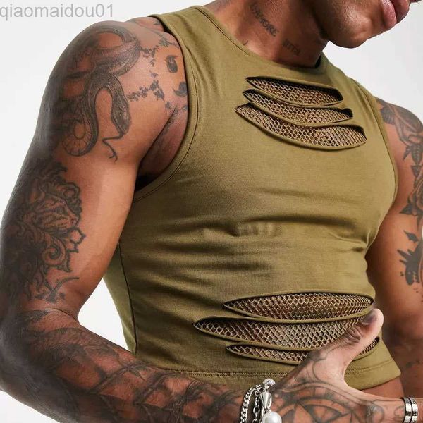 men' tank summer fashion mens y2k tank hollow out mesh patchwork short camisole for men vintage sleeveless o neck strap t-shirt vest, White;black
men' tank summer fashion mens y2k tank hollow out mesh patchwork short camisole for men vintage sleeveless o neck strap t-shirt vest, White;black