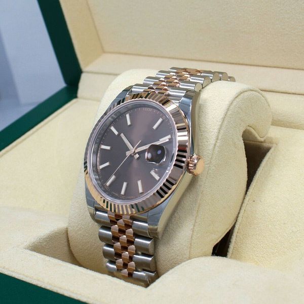 luxury bp factory 3235 automatic movement 41mm 126331 18k rose gold chocolae dial watch bar shaped time scale night light men's watch w, Slivery;brown
luxury bp factory 3235 automatic movement 41mm 126331 18k rose gold chocolae dial watch bar shaped time scale night light men's watch w, Slivery;brown