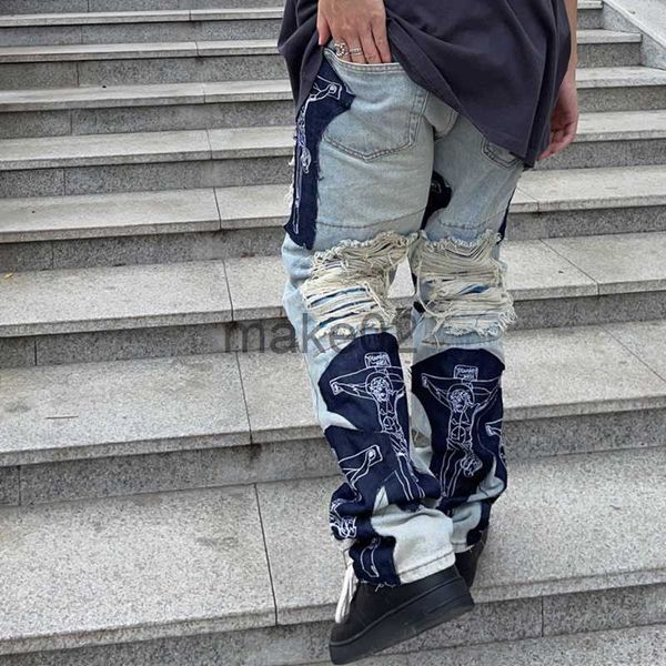 men's jeans hole streetwear fringe embroidery mens jeans tassel hip hop denim trousers oversize color block patchwork baggy pants 2022, Blue
men's jeans hole streetwear fringe embroidery mens jeans tassel hip hop denim trousers oversize color block patchwork baggy pants 2022, Blue