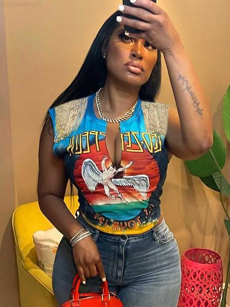 women's t-shirt simenual sleeveless tassel t-shirts ladies o-neck split cleavage graphic printing crop hip hop dance clubwear y2k clot, White
women's t-shirt simenual sleeveless tassel t-shirts ladies o-neck split cleavage graphic printing crop hip hop dance clubwear y2k clot, White