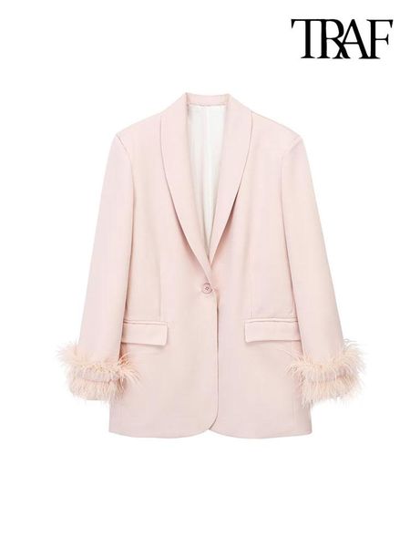 raincoats traf women fashion with feathers straight blazer coat vintage long sleeve flap pockets female outerwear chic vestes femmes, Black
raincoats traf women fashion with feathers straight blazer coat vintage long sleeve flap pockets female outerwear chic vestes femmes, Black
