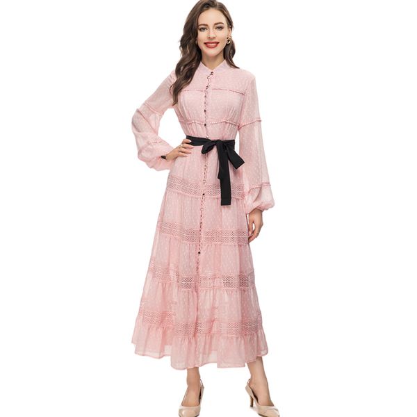 women's runway dresses stand collar long lantern sleves tiered lace up elegant fashion designer party vestidos, Black
women's runway dresses stand collar long lantern sleves tiered lace up elegant fashion designer party vestidos, Black