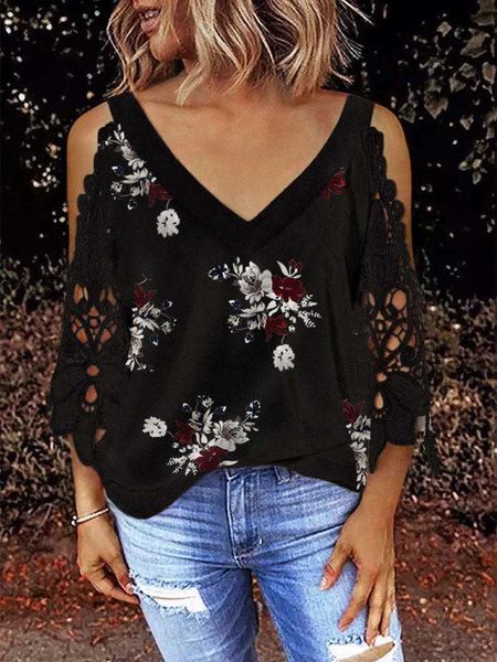 women's t-shirt women summer v neck cold shoulder cut out floral print short sleeve t shirts lace splicing blouses 2023 new casual loo, White
women's t-shirt women summer v neck cold shoulder cut out floral print short sleeve t shirts lace splicing blouses 2023 new casual loo, White