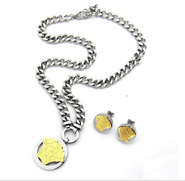 titanium steel jewelry fashion basilisk medusa card women bracelet necklace stud earring sets brass 18k gold plated ladies designer jewelry, Black
titanium steel jewelry fashion basilisk medusa card women bracelet necklace stud earring sets brass 18k gold plated ladies designer jewelry, Black