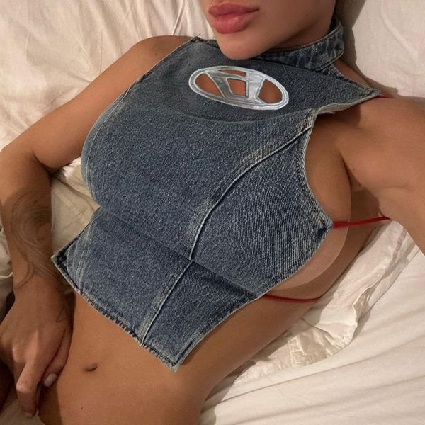 womens tshirt y2k lady backless denim crop d letter hollow out halter denim tank bustier partyclub bandage laceup cropped 230713, White
womens tshirt y2k lady backless denim crop d letter hollow out halter denim tank bustier partyclub bandage laceup cropped 230713, White