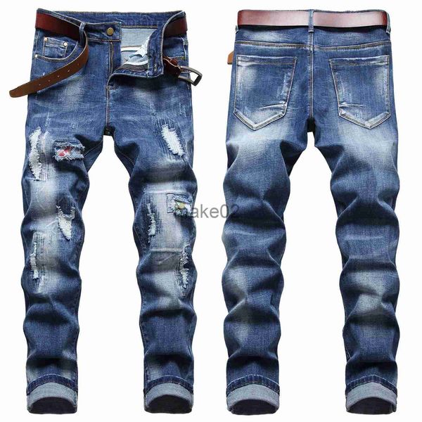 men's jeans mens classic ripped blue jeansslimfit patched elastic denim pantsscratched casual jeansyouth fashion must x0714
men's jeans mens classic ripped blue jeansslimfit patched elastic denim pantsscratched casual jeansyouth fashion must x0714