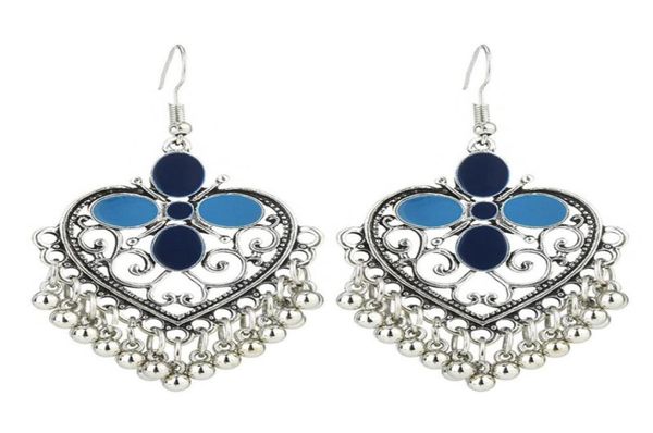 women039s retro temperament heartshaped indian dangle earrings female ethnic hollow out metal ball tassel trend earring jhumka47865613822, Silver
women039s retro temperament heartshaped indian dangle earrings female ethnic hollow out metal ball tassel trend earring jhumka47865613822, Silver