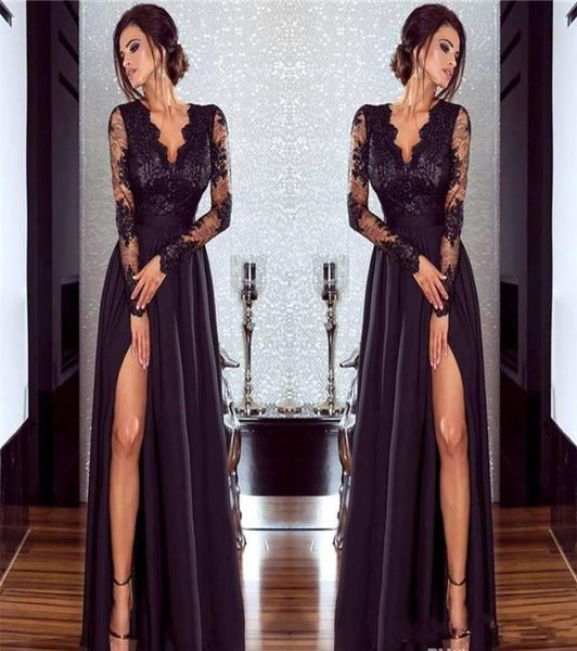 modest black prom dress new deep v neck side split long sleeve formal holidays wear graduation evening party gown custom made plus2402790, Black;red
modest black prom dress new deep v neck side split long sleeve formal holidays wear graduation evening party gown custom made plus2402790, Black;red