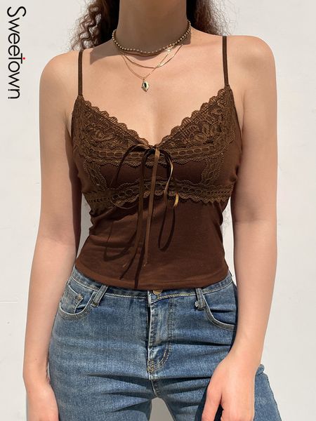 women's tanks camis sweetown sleeveless v-neck cami lace up cute kawaii y2k clothing vintage brown crop tank women's summer vacati, White
women's tanks camis sweetown sleeveless v-neck cami lace up cute kawaii y2k clothing vintage brown crop tank women's summer vacati, White