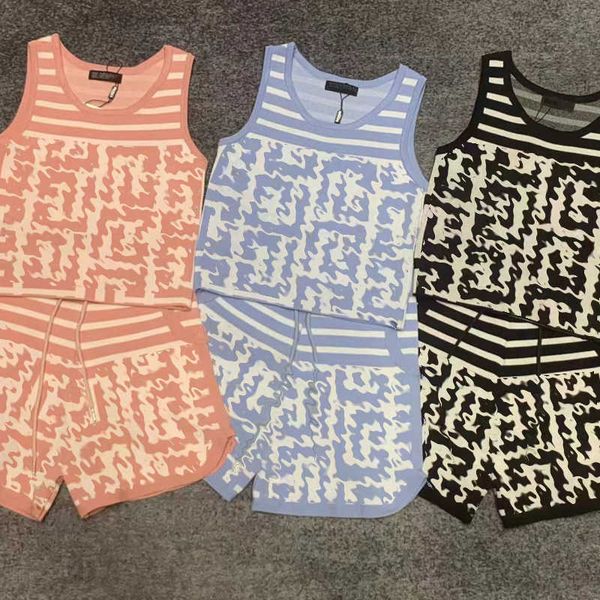 luxury brand tracksuits summer knitted vest round neck short sleeved t shirt jogging shorts suit designer casual pants vest two piece set, Gray
luxury brand tracksuits summer knitted vest round neck short sleeved t shirt jogging shorts suit designer casual pants vest two piece set, Gray