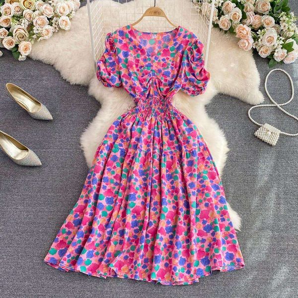 french style v neck floral dress womens design plaid summer sweet waist trimming slimming puff sleeve skirt, Black;gray
french style v neck floral dress womens design plaid summer sweet waist trimming slimming puff sleeve skirt, Black;gray