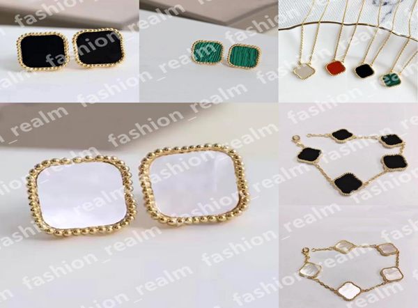 four leaf clover earrings stud designer jewelry set luxury pendant necklaces link chain bracelets gold silver mother of pearl gree4867733, Golden;silver
four leaf clover earrings stud designer jewelry set luxury pendant necklaces link chain bracelets gold silver mother of pearl gree4867733, Golden;silver