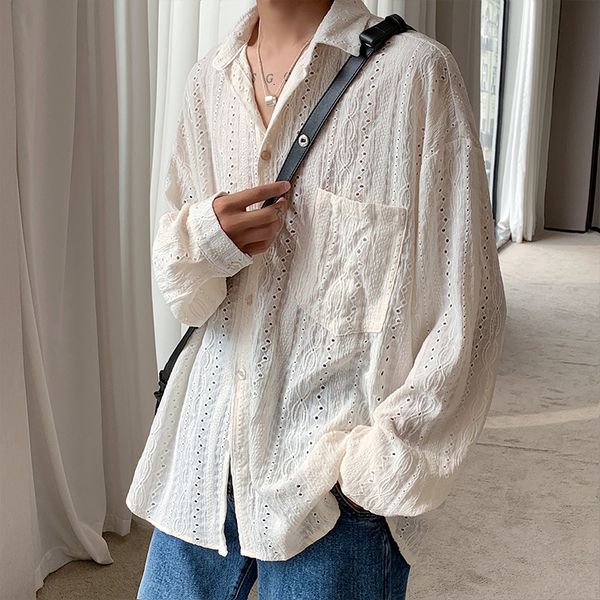 men's casual shirts for men apricot handsome lapel men blouse vacation hollow out fashion clothing male mesh long sleeved 230714, White;black
men's casual shirts for men apricot handsome lapel men blouse vacation hollow out fashion clothing male mesh long sleeved 230714, White;black