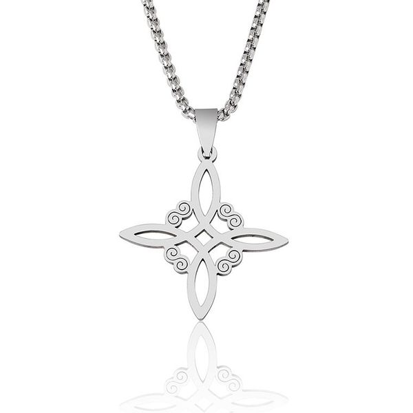 

vintage stainless steel witch irish knot pendant necklace celtic cross women men good luck necklaces amulet jewelry, Silver