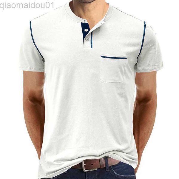 men's t-shirts leisure men's t shirts short sleeve patchwork crew neck buttoned loose pullovers 2023 spring summer casual mens st, White;black
men's t-shirts leisure men's t shirts short sleeve patchwork crew neck buttoned loose pullovers 2023 spring summer casual mens st, White;black
