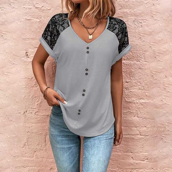 women's t-shirt women's lace short sleeve t-shirt fashion summer oversize casual v-neck pullover button shirts female l230713, White
women's t-shirt women's lace short sleeve t-shirt fashion summer oversize casual v-neck pullover button shirts female l230713, White