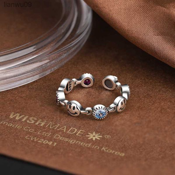 original 925 sterling silver smile face cz rings for women counple wedding engagement silver women's vintage ring fine jewelry l230704, Golden;silver
original 925 sterling silver smile face cz rings for women counple wedding engagement silver women's vintage ring fine jewelry l230704, Golden;silver