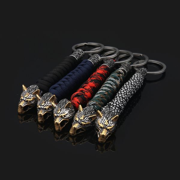 classic viking style wolf head pendant keychain hand-knitted key chain for men gift, Silver
classic viking style wolf head pendant keychain hand-knitted key chain for men gift, Silver