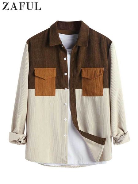 men's tracksuits corduroy shirt for men colorblock long sleeves blouses casual streetwear fall spring button overshirts with pockets 2, Gray
men's tracksuits corduroy shirt for men colorblock long sleeves blouses casual streetwear fall spring button overshirts with pockets 2, Gray