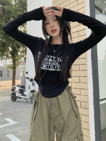 women's t-shirt y2k aesthetics women fashion letter slim tees female round neck long sleeve tshirts ladies vintage crop streetwear 2307, White
women's t-shirt y2k aesthetics women fashion letter slim tees female round neck long sleeve tshirts ladies vintage crop streetwear 2307, White