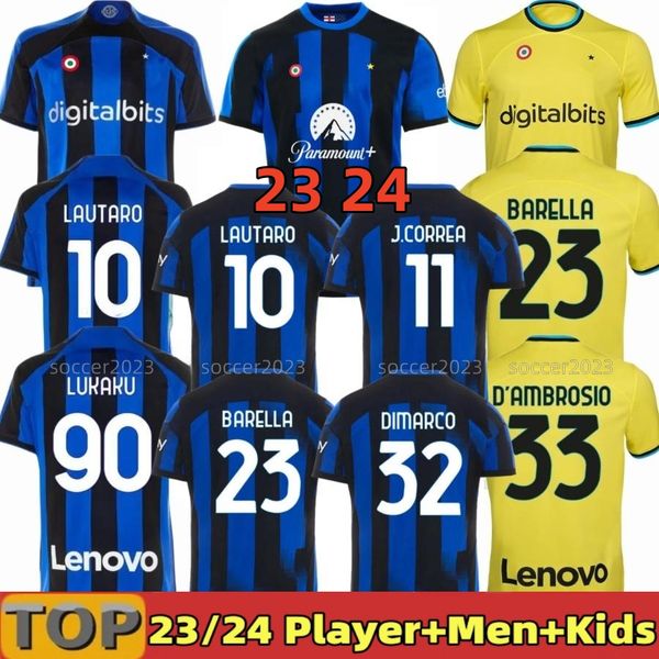 23 24 maglia inters milans soccer jerseys kid kit final maillot de foot lukaku dzeko lautaro 2023 2024 im maglie, Black;yellow
23 24 maglia inters milans soccer jerseys kid kit final maillot de foot lukaku dzeko lautaro 2023 2024 im maglie, Black;yellow