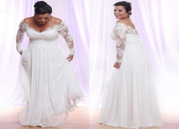long sleeves plus size wedding dresses with deep vneck applique beach country wedding gowns off the shoulder bridal gowns vestido1845754, White
long sleeves plus size wedding dresses with deep vneck applique beach country wedding gowns off the shoulder bridal gowns vestido1845754, White