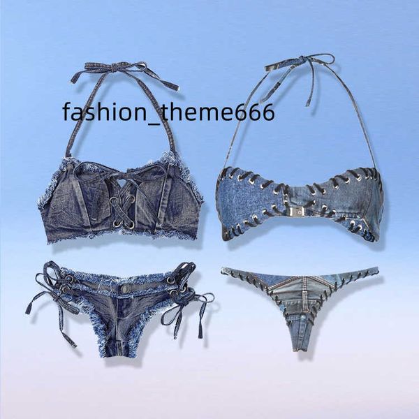 women's swimwear hl designer trendy manufacture denim jean fabric two piece bikini swimwear beachwear women wholesale custom swimsuit, White;black
women's swimwear hl designer trendy manufacture denim jean fabric two piece bikini swimwear beachwear women wholesale custom swimsuit, White;black