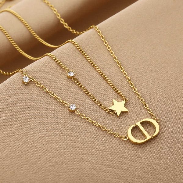 letter star personalized double layer titanium steel necklace for women's ins style luxury design neckchain, Black
letter star personalized double layer titanium steel necklace for women's ins style luxury design neckchain, Black