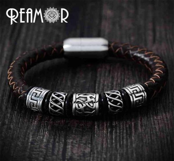 reamor trendy men black leather bracelet 316l stainless steel viking bead bracelets with strong magnet clasp 1721cm 210918188m7912943
reamor trendy men black leather bracelet 316l stainless steel viking bead bracelets with strong magnet clasp 1721cm 210918188m7912943