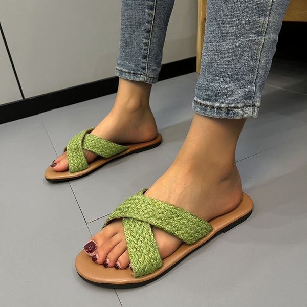 slippers summer beach slippers women fashion cross roman flat slippers straw soft bottom outdoor beach sandals sandalias de mujer 230713, Black
slippers summer beach slippers women fashion cross roman flat slippers straw soft bottom outdoor beach sandals sandalias de mujer 230713, Black