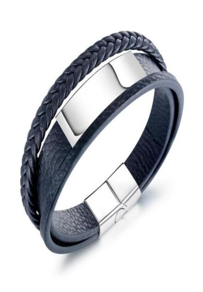 n1392 braid multi layer leather bracelet with stainless steel magnetic buckle bangle1312434, Black
n1392 braid multi layer leather bracelet with stainless steel magnetic buckle bangle1312434, Black