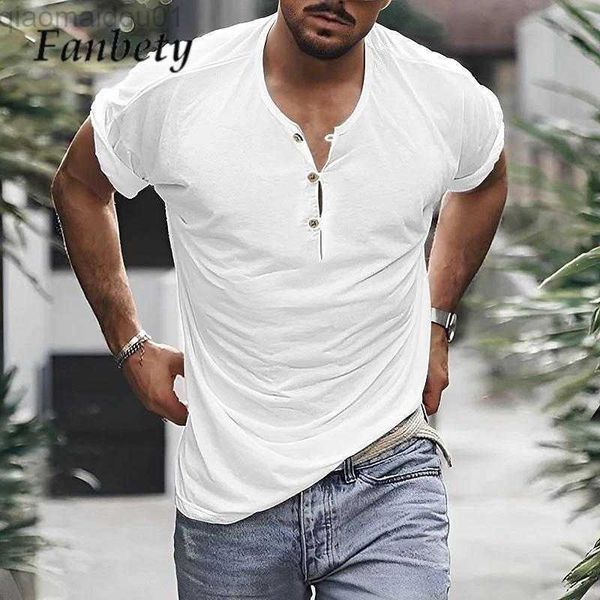 men's t-shirts 2023 street men's round neck button summer solid short sleeve slim t-shirt all-match sports bottom shirt for men&#, White;black
men's t-shirts 2023 street men's round neck button summer solid short sleeve slim t-shirt all-match sports bottom shirt for men&#, White;black